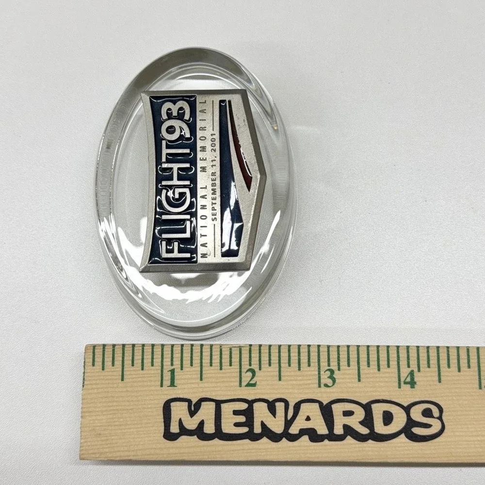 Flight 93 Natl Memorial Pewter Emblem Clear Oval Paperweight Heritage Pewter USA